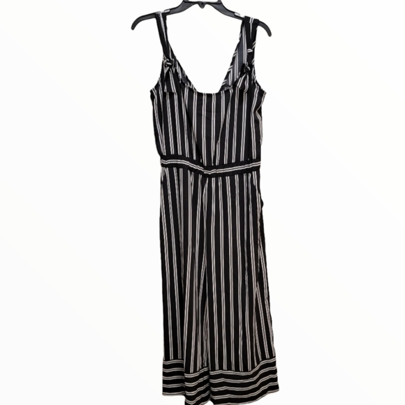 Beige By eci Black & White Stripe Crop Wide-Leg  Romper Jumpsuit  Small - Picture 2 of 15